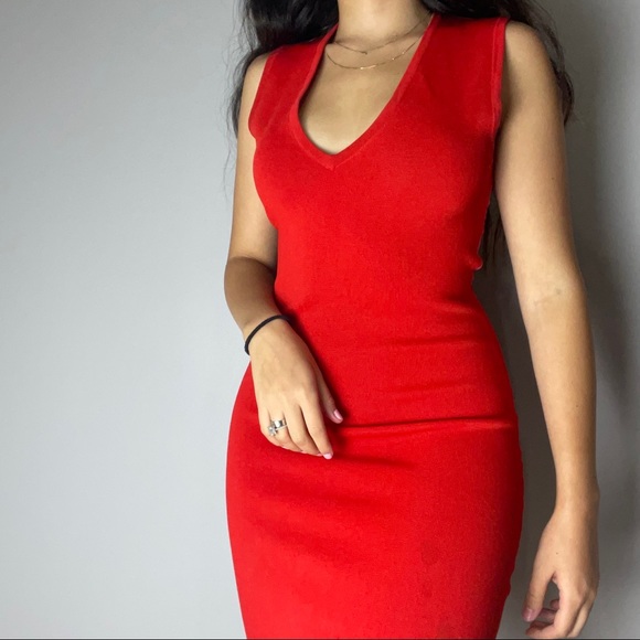 Yigal Azrouel Red Color Block Mini Wool Dress - Picture 4 of 4